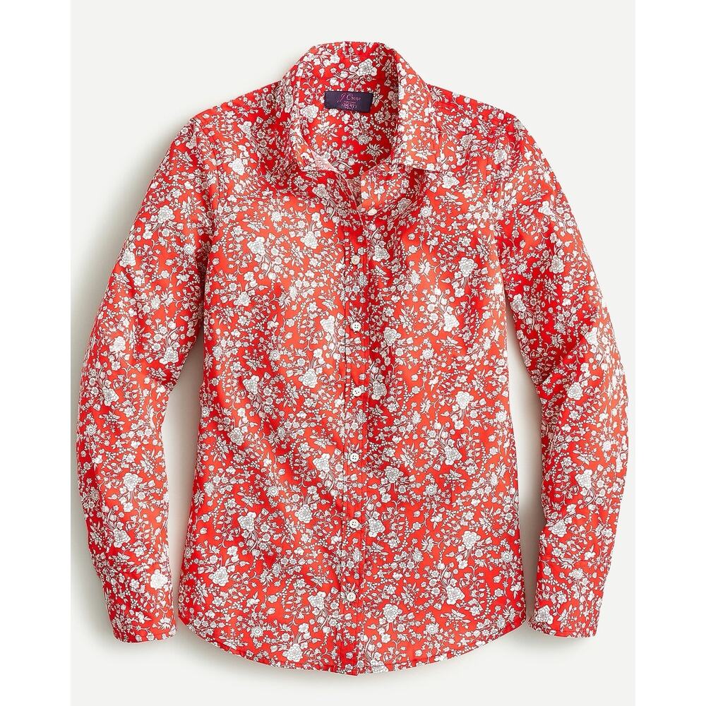 J. Crew Women’s Slim Perfect Shirt In Liberty Summer Blooms Red Floral Size 4